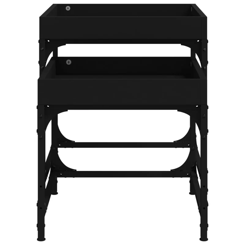 Set de 2 tables d'appoint pieds réglables en bois d'ingénierie noir DEC031315