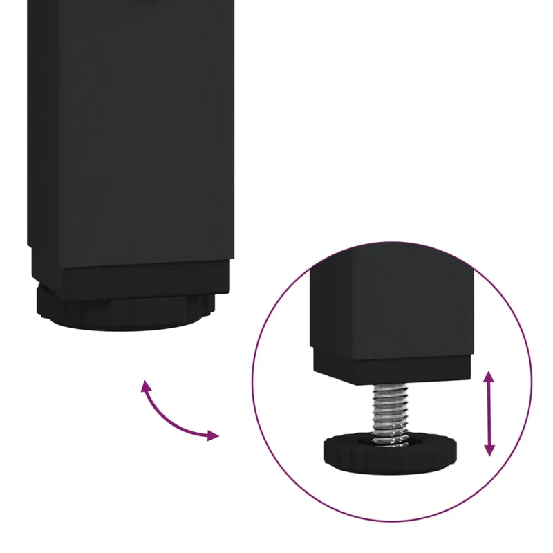 Set de 2 tables d'appoint pieds réglables en bois d'ingénierie noir DEC031315