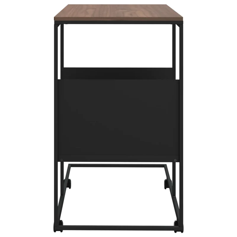 Table d'appoint en forme de C sur roulettes avec étagère 55 x 36 x 63,5 cm bois d'ingénierie noir DEC031301