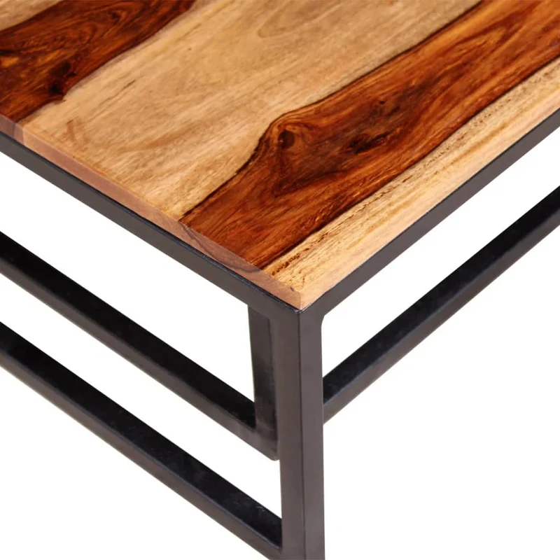 Lot de 2 table basse gigogne en bois massif brun DEC031252