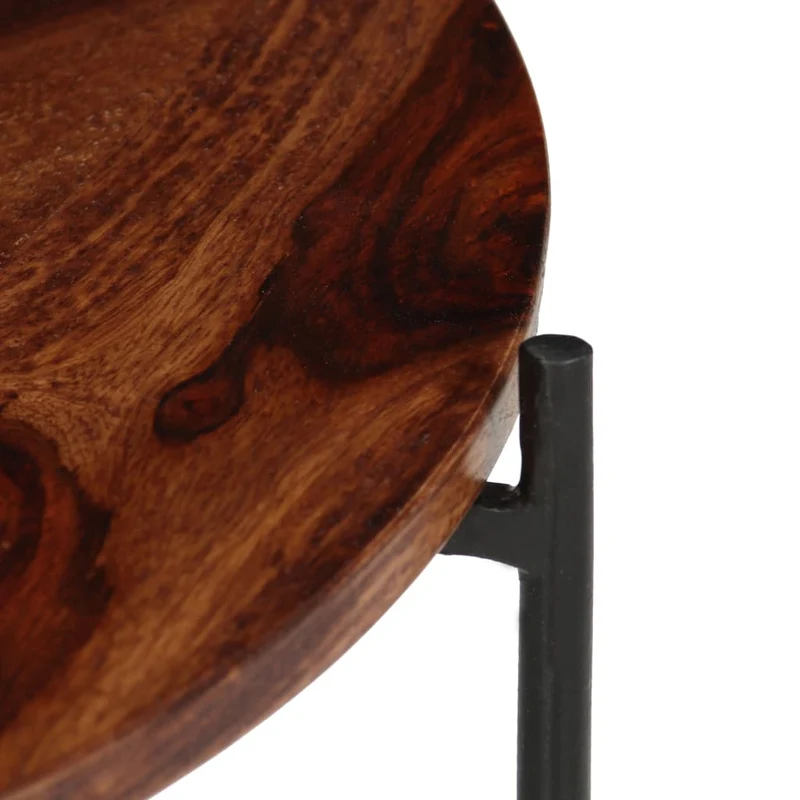 Ensemble de deux table basse en bois massif pieds robustes en acier 60 x 35 cm DEC031240