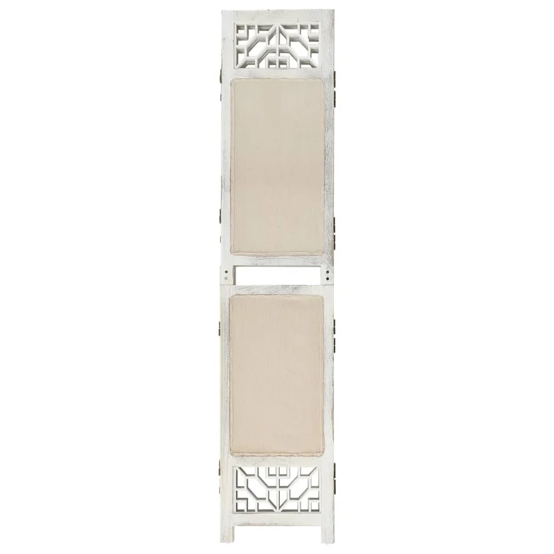 Paravent séparateur de pièce cloison 5 panneaux 175 x 165 cm tissu crème et MDF DEC030968