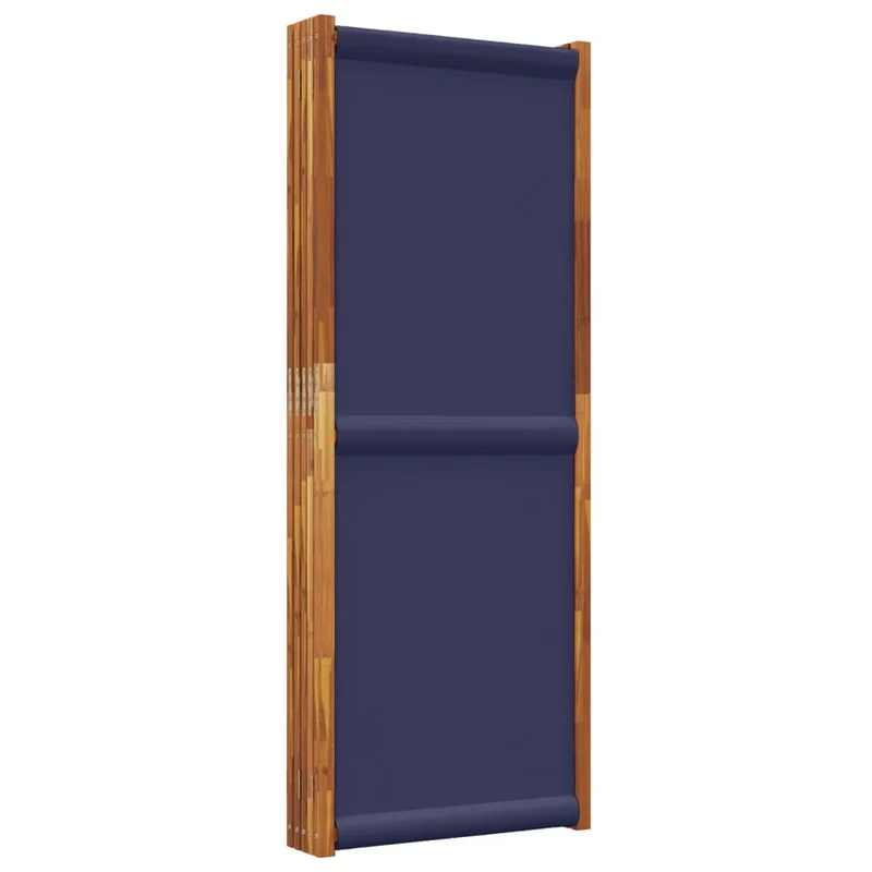 Paravent séparateur de pièce cloison 5 panneaux 350 x 180 cm textilène bleu et bois DEC030967