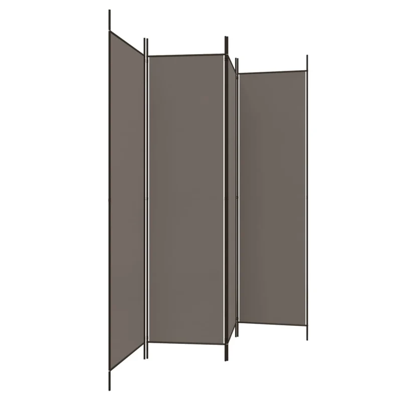 Paravent séparateur de pièce cloison 4 panneaux 200 x 220 cm tissu anthracite et fer DEC030826
