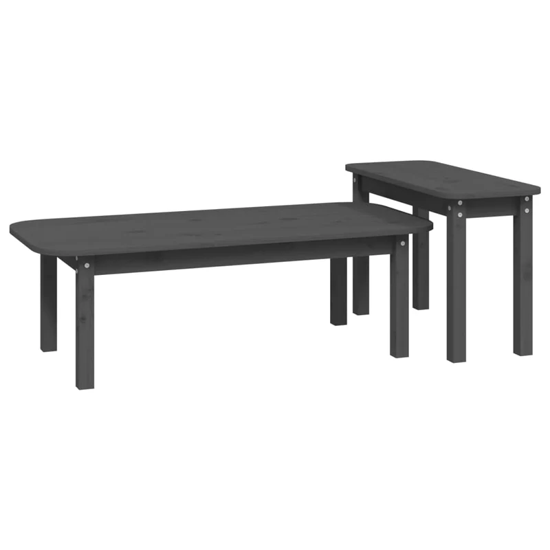 Ensemble de deux tables basses tables d'appoint en bois massif de pin gris DEC031264