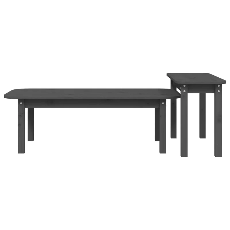 Ensemble de deux tables basses tables d'appoint en bois massif de pin gris DEC031264