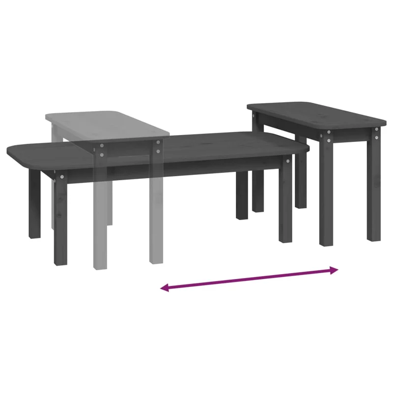 Ensemble de deux tables basses tables d'appoint en bois massif de pin gris DEC031264