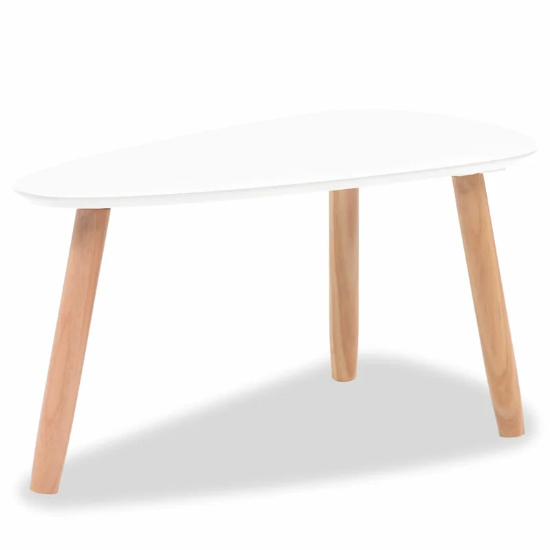 Ensemble de deux tables basses tables d'appoint en bois de pin et MDF blanc DEC031260