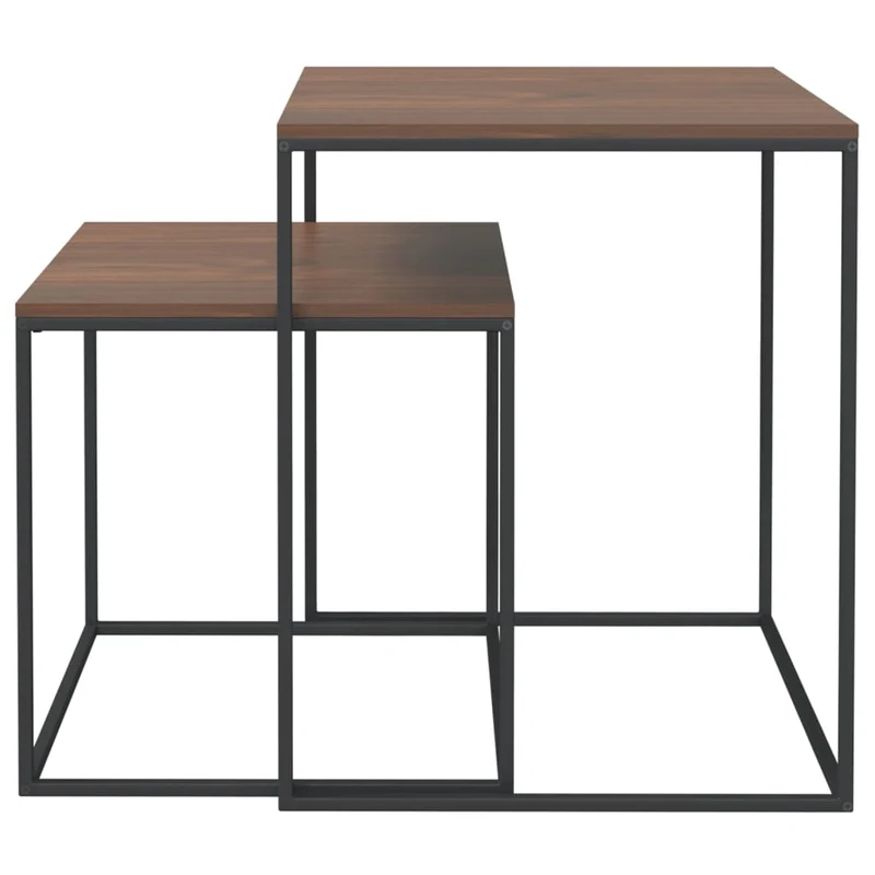 Ensemble de deux table basse en bois d'ingénierie et métal noir DEC031236