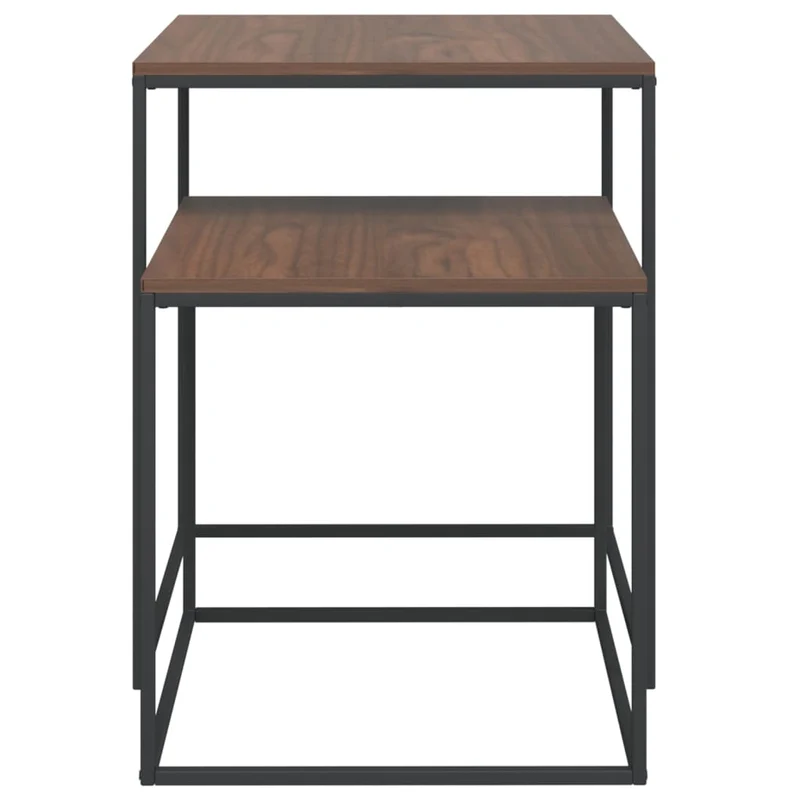 Ensemble de deux table basse en bois d'ingénierie et métal noir DEC031236