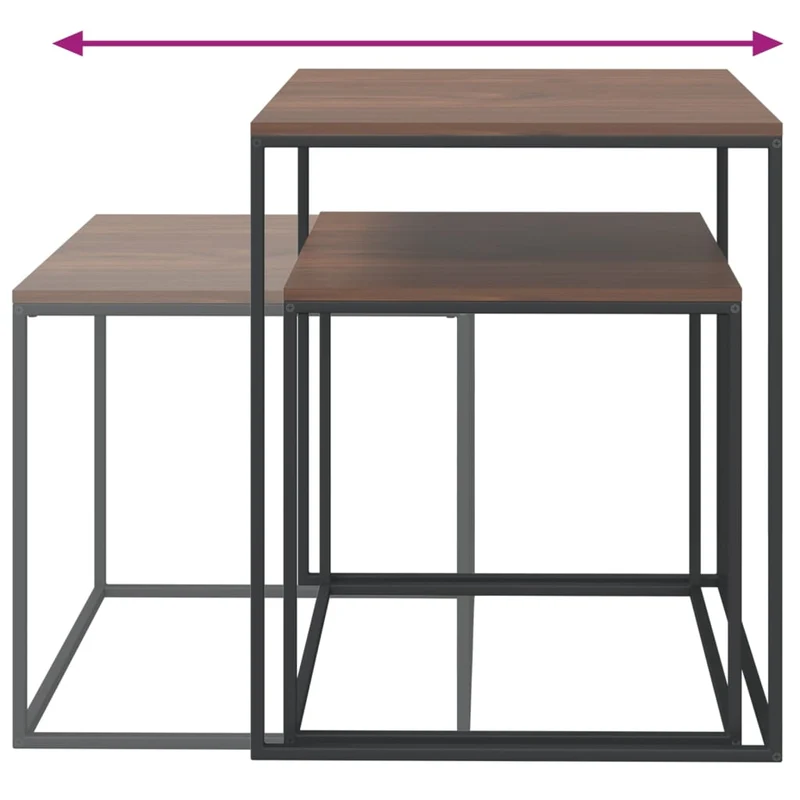Ensemble de deux table basse en bois d'ingénierie et métal noir DEC031236