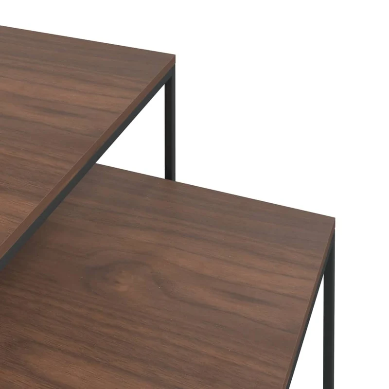 Ensemble de deux table basse en bois d'ingénierie et métal noir DEC031236