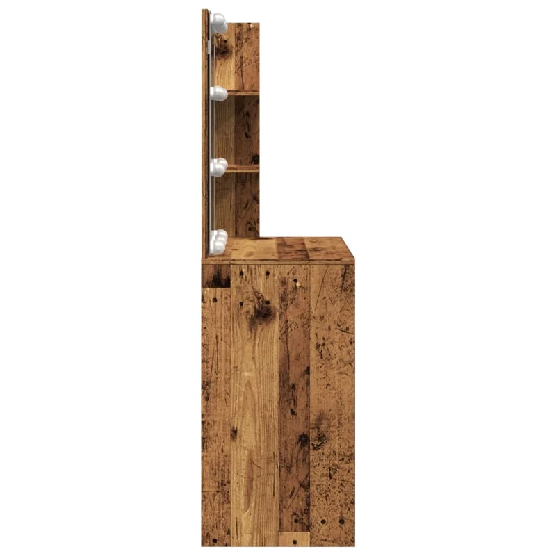 Coiffeuse avec LED espace de rangement miroir 60 x 40 x 140 cm bois d'ingénierie marron vieilli DEC031218