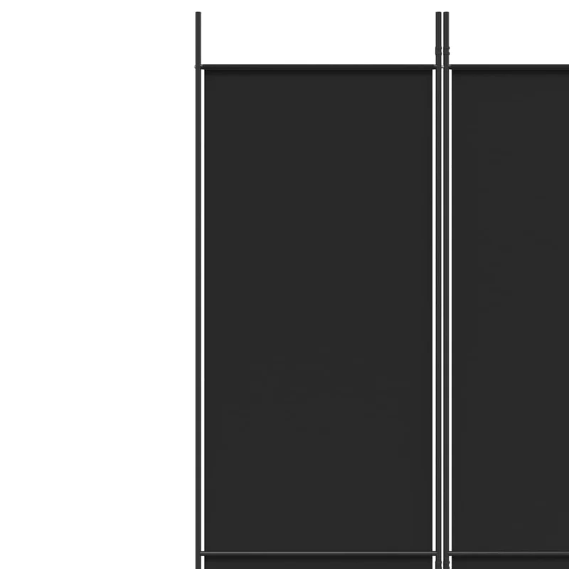 Paravent séparateur de pièce cloison 6 panneaux 300 x 220 cm tissu noir et fer DEC031119
