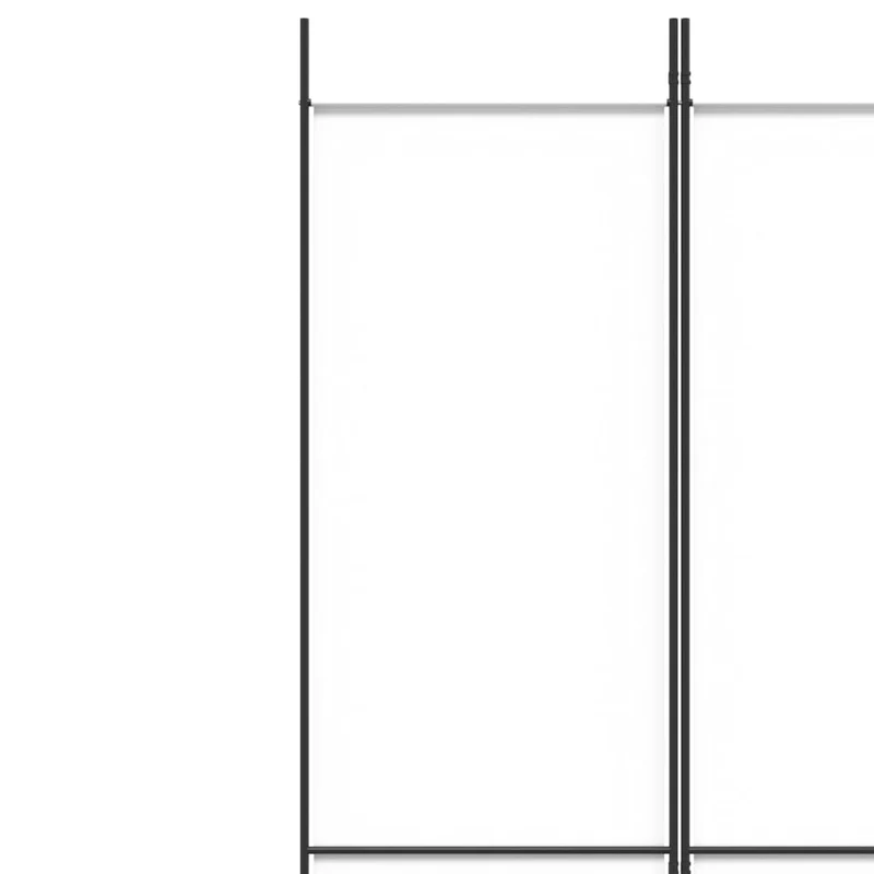 Paravent séparateur de pièce cloison 4 panneaux 200 x 220 cm tissu blanc et fer DEC030840