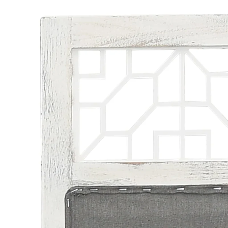 Paravent séparateur de pièce cloison 3 panneaux 105 x 165 cm tissu gris et MDF DEC030763