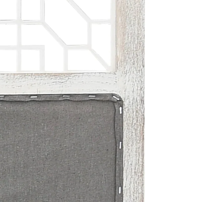 Paravent séparateur de pièce cloison 3 panneaux 105 x 165 cm tissu gris et MDF DEC030763