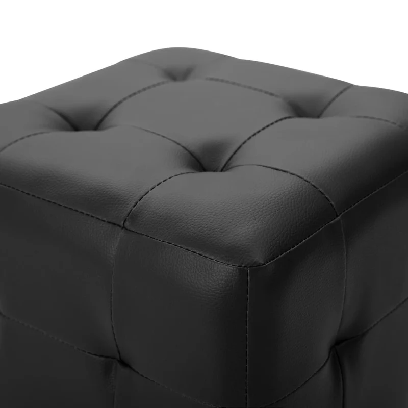 Lot de 2 poufs tabourets repose-pieds captionné 30 x 30 x 30 cm en PVC noir DEC030041