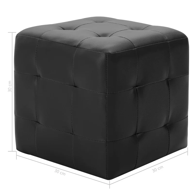 Lot de 2 poufs tabourets repose-pieds captionné 30 x 30 x 30 cm en PVC noir DEC030041