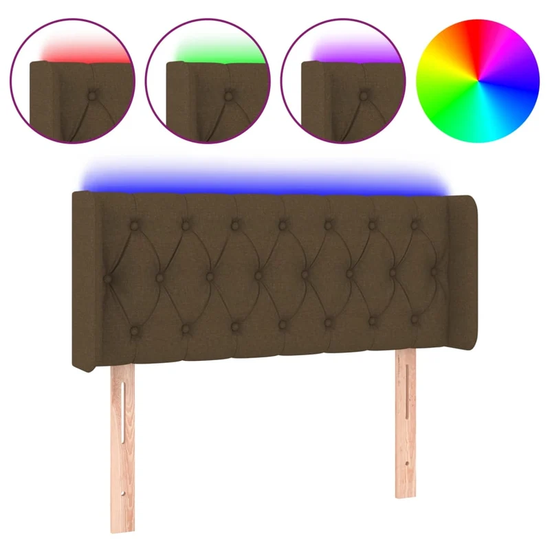 Tête de lit accessoire couchage chambre à coucher meuble à LED 103 x 16 x 78/88 cm tissu marron foncé TDL0200889