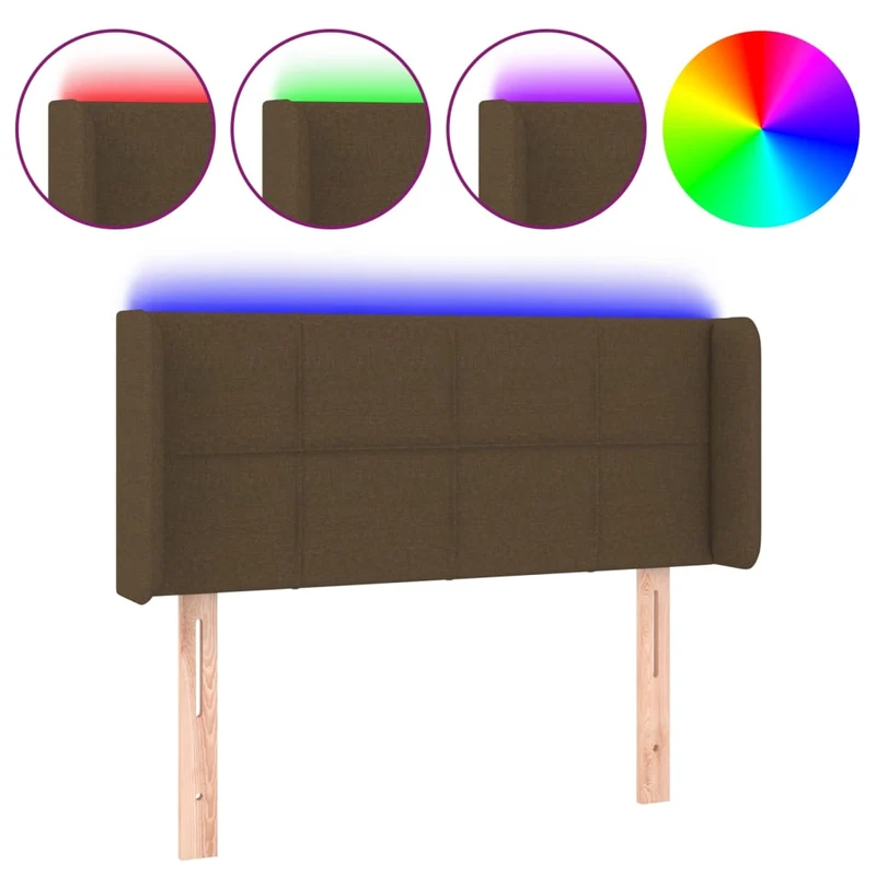 Tête de lit accessoire couchage chambre à coucher meuble à LED 103 x 16 x 78/88 cm tissu marron foncé TDL0200886