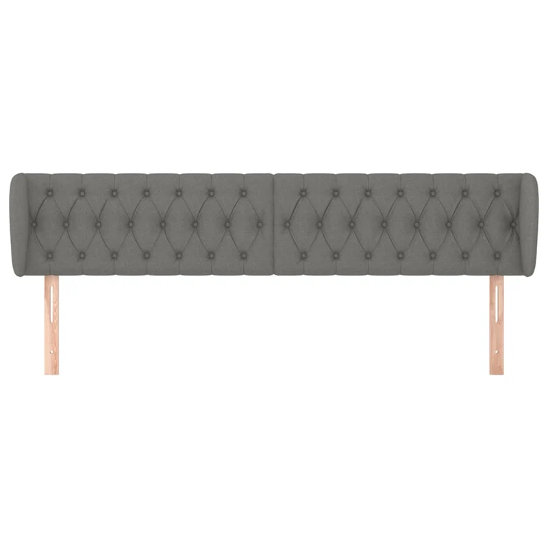 Tête de lit accessoire couchage chambre à coucher meuble capitonné avec rebord latéral 183 x 23 x 78/88 cm tissu gris foncé TDL0204957